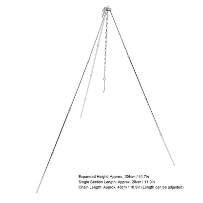 4 Section Campfire Tripod Portable Aluminum Alloy Hanging Pot Tripod for Outdoor V1294-YM0523-3111210336011