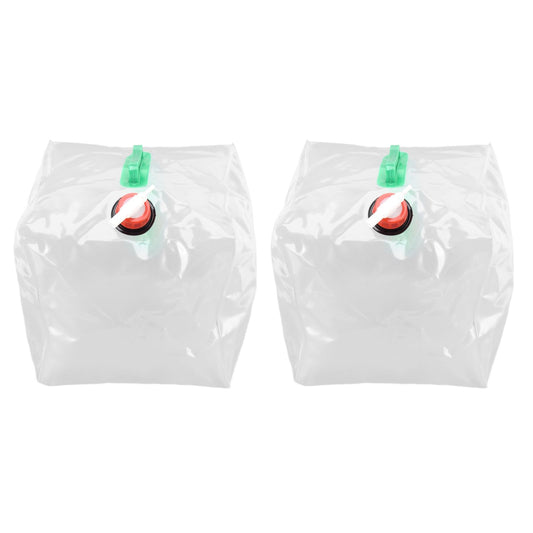 2Pcs 20L Folding Water Bucket PVC Portable Transparent Water Container with Spigot for Camping Hiking V1294-YM0523-3111210337211