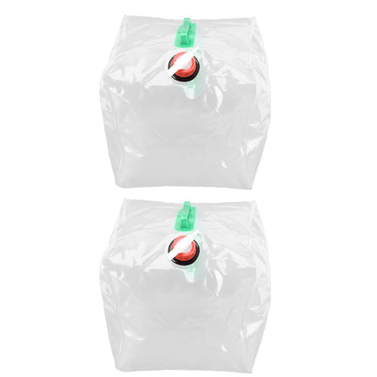 2Pcs 20L Folding Water Bucket PVC Portable Transparent Water Container with Spigot for Camping Hiking V1294-YM0523-3111210337211