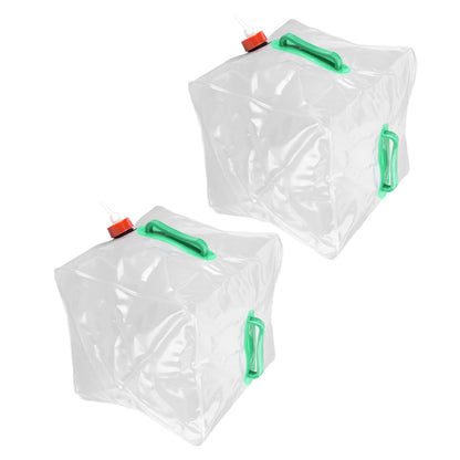 2Pcs 20L Folding Water Bucket PVC Portable Transparent Water Container with Spigot for Camping Hiking V1294-YM0523-3111210337211