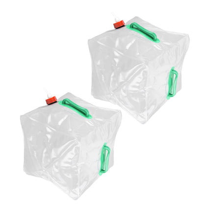 2Pcs 20L Folding Water Bucket PVC Portable Transparent Water Container with Spigot for Camping Hiking V1294-YM0523-3111210337211