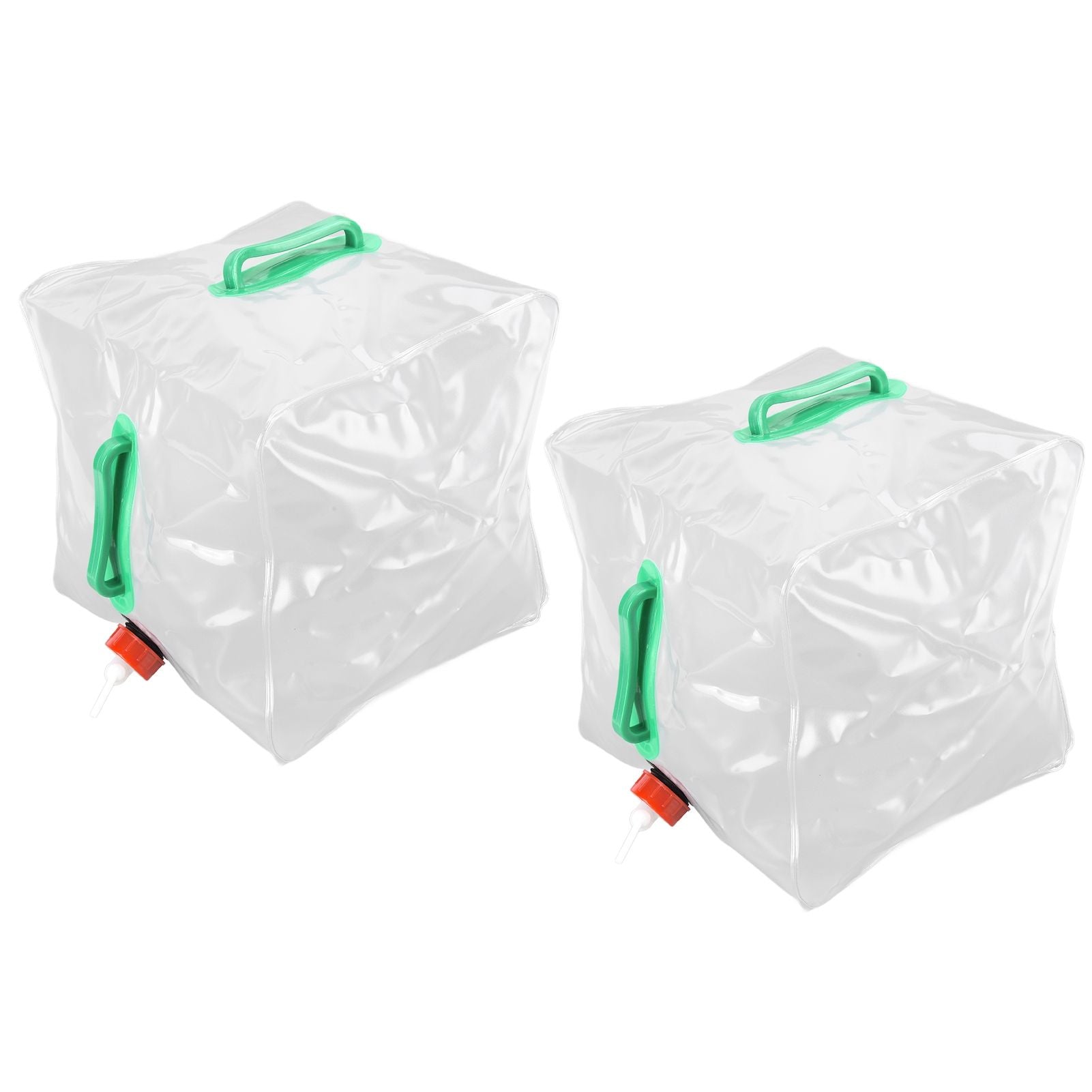 2Pcs 20L Folding Water Bucket PVC Portable Transparent Water Container with Spigot for Camping Hiking V1294-YM0523-3111210337211