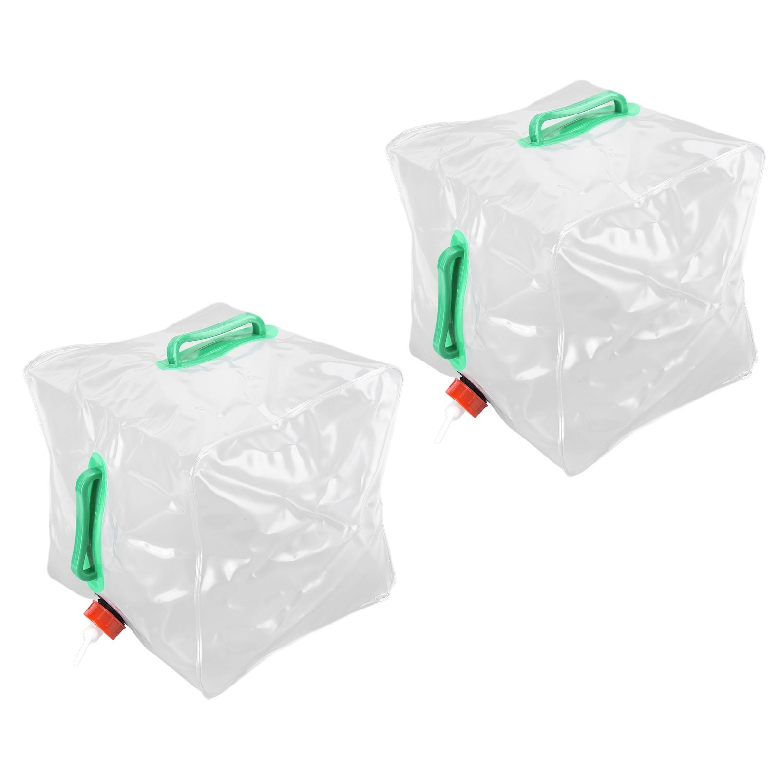 2Pcs 20L Folding Water Bucket PVC Portable Transparent Water Container with Spigot for Camping Hiking V1294-YM0523-3111210337211