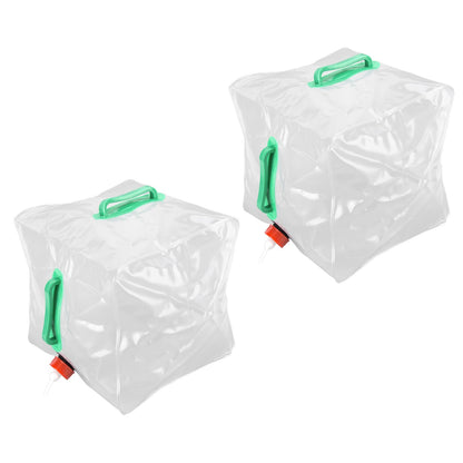 2Pcs 20L Folding Water Bucket PVC Portable Transparent Water Container with Spigot for Camping Hiking V1294-YM0523-3111210337211