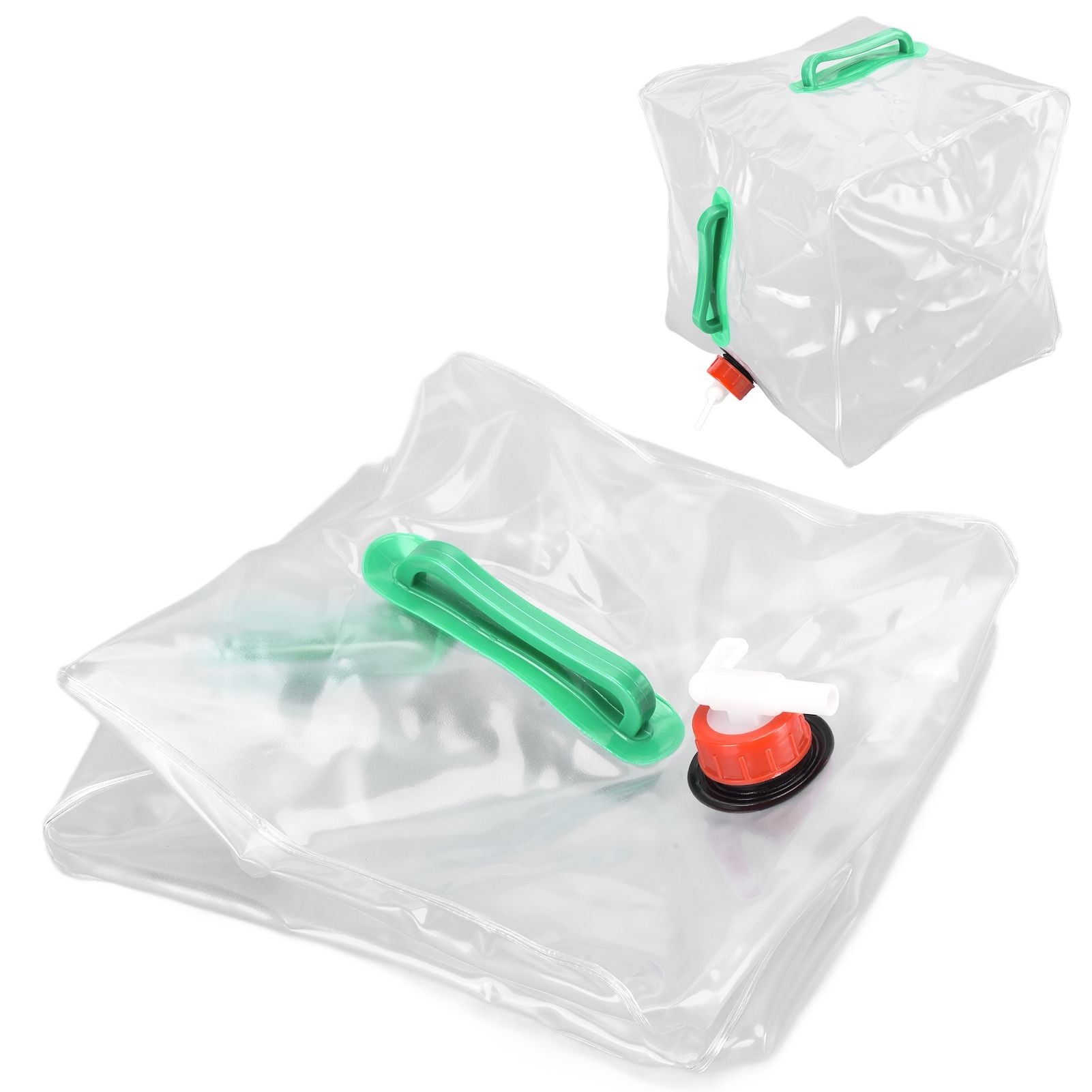 2Pcs 20L Folding Water Bucket PVC Portable Transparent Water Container with Spigot for Camping Hiking V1294-YM0523-3111210337211