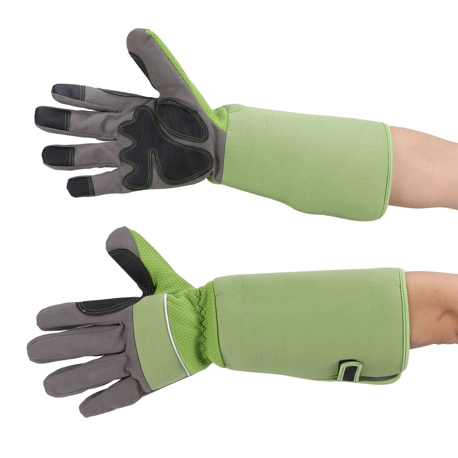1Pair Garden Work Gloves Cut Resistent Stabproof Puncture Proof Pruning Gloves with Forearm Protection Green V1294-YM0523-3111210339411