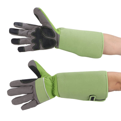 1Pair Garden Work Gloves Cut Resistent Stabproof Puncture Proof Pruning Gloves with Forearm Protection Green V1294-YM0523-3111210339411