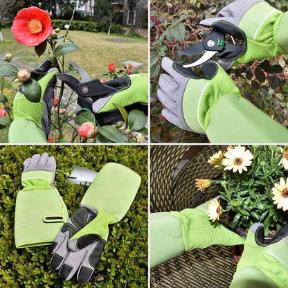 1Pair Garden Work Gloves Cut Resistent Stabproof Puncture Proof Pruning Gloves with Forearm Protection Green V1294-YM0523-3111210339411