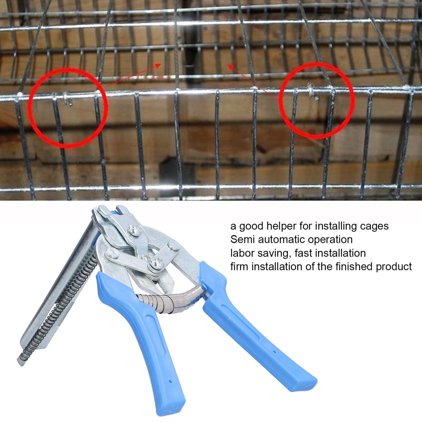 Hog Ring Pliers Kit Semi Automatic Convenient M Nail Pliers for Chicken Cage Pigeon Cage Rabbit Cage Fox Cage V1294-YM0523-3111210355111