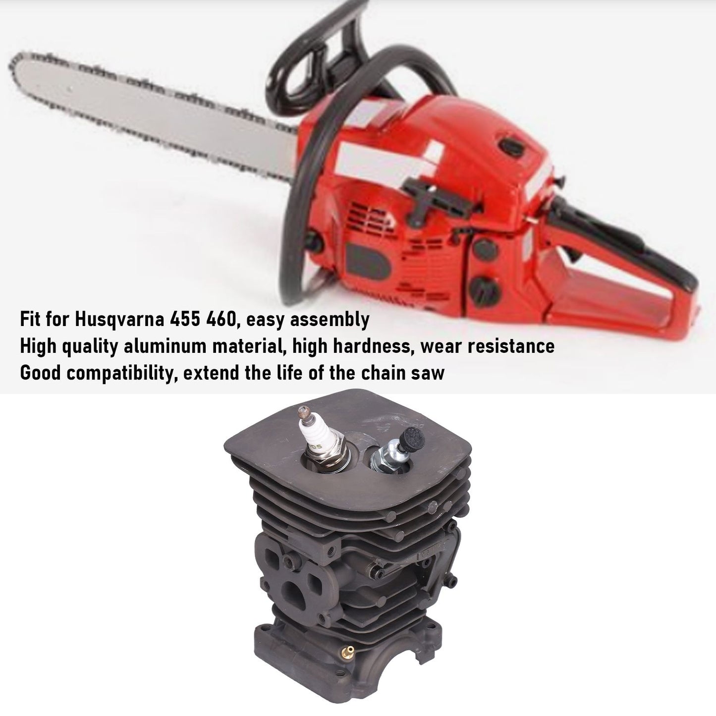 47mm Chainsaw Cylinder Piston Air Filter Relief Valve Set Replacement Fit for Husqvarna 455 460 V1294-YM0523-3111210362411