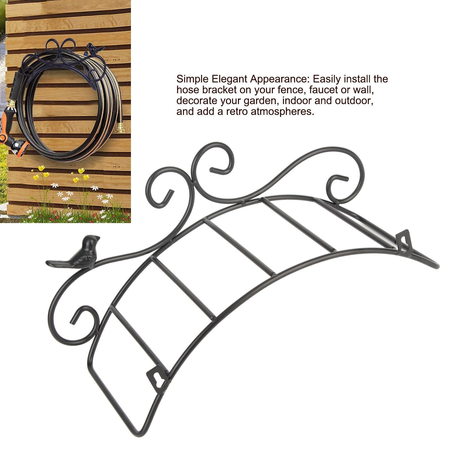 Garden Hose Holder Black Multifunction Antique Style Bird Brackets Water Pipe Storage V1294-YM0523-3111210364411