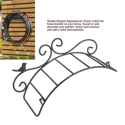 Garden Hose Holder Black Multifunction Antique Style Bird Brackets Water Pipe Storage V1294-YM0523-3111210364411