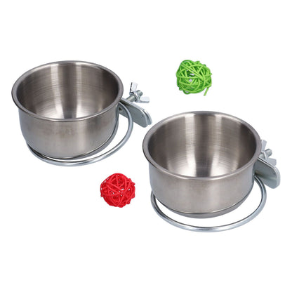 Stainless Steel Parrot Feeding Bowl with Rattan Ball for Hamster Small Animals V1294-YM0523-3111210374611