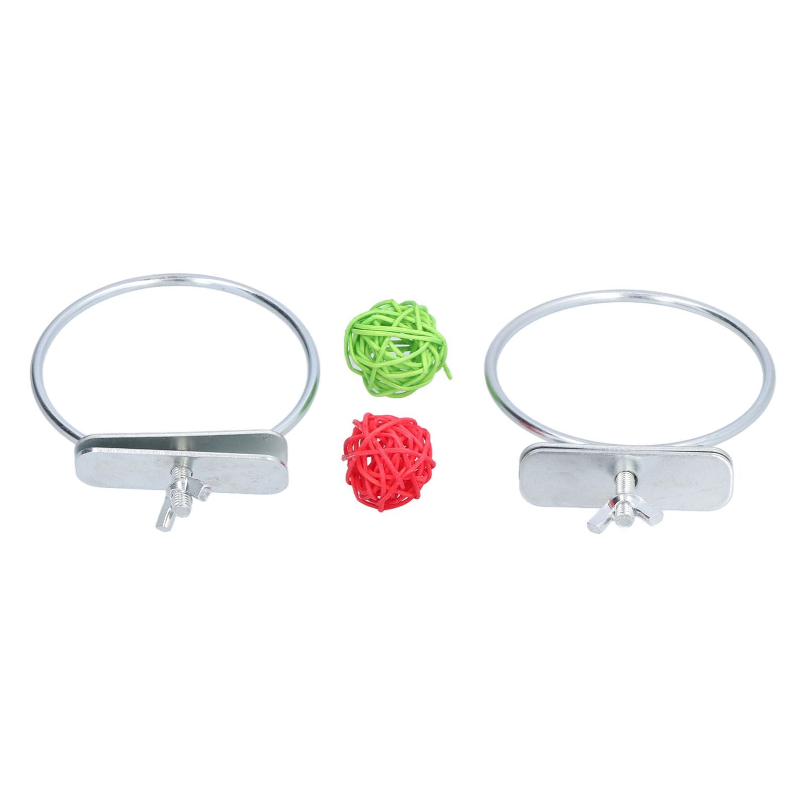 Stainless Steel Parrot Feeding Bowl with Rattan Ball for Hamster Small Animals V1294-YM0523-3111210374611