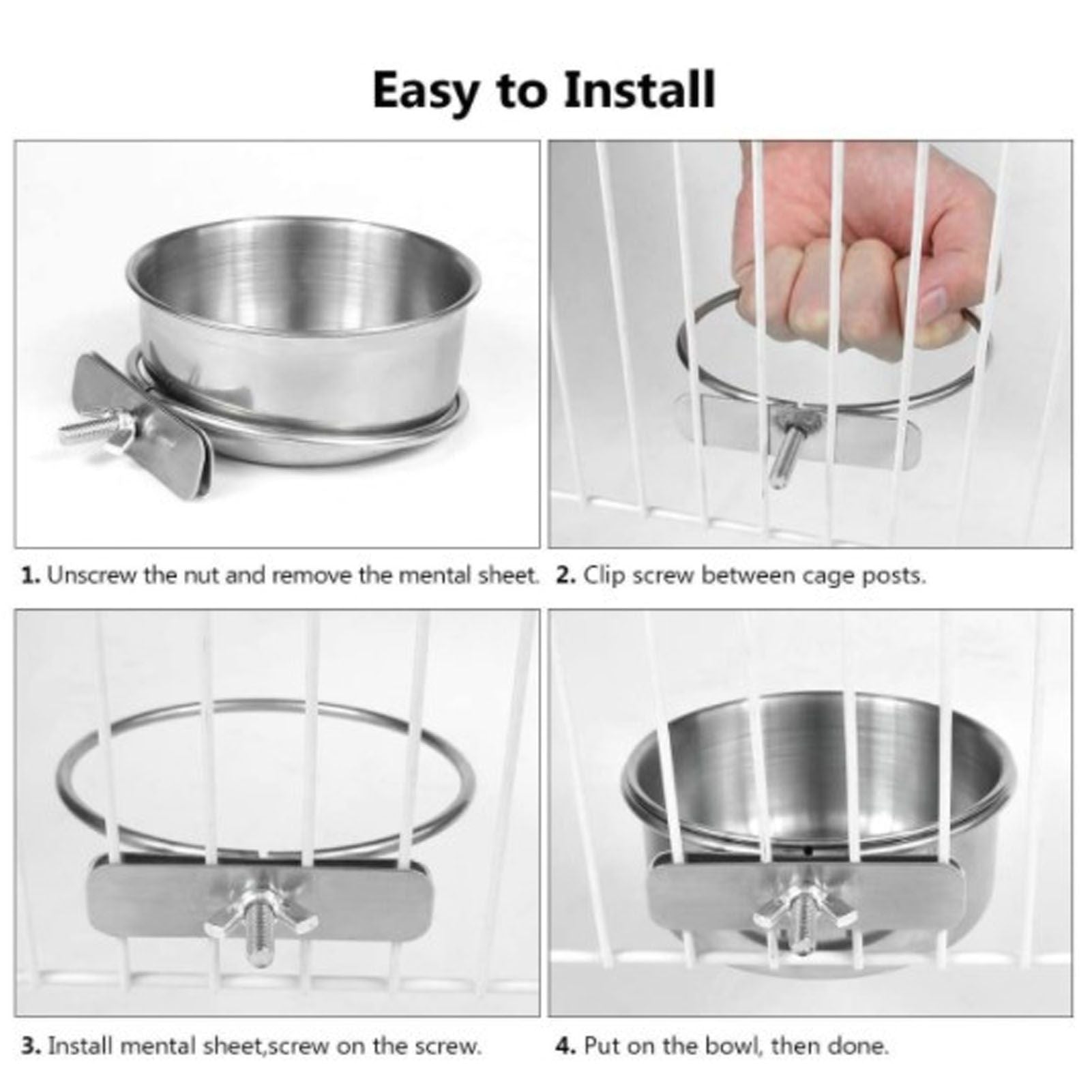 Stainless Steel Parrot Feeding Bowl with Rattan Ball for Hamster Small Animals V1294-YM0523-3111210374611