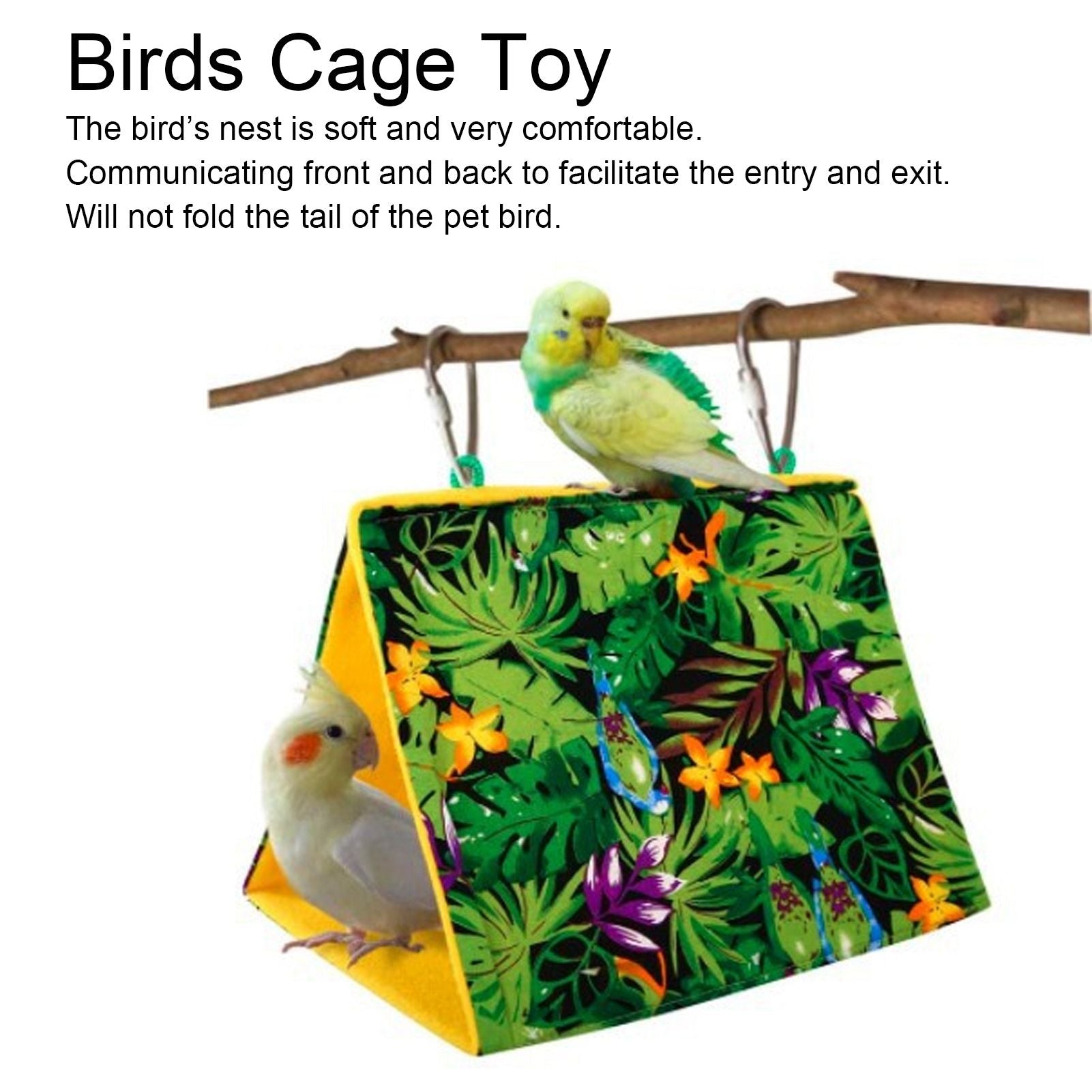 Pet Bird Nest Hammock Triangle Shade Bird Nest Hanging Parrot Hut Tent Bird Cage Toys V1294-YM0523-3111210376811