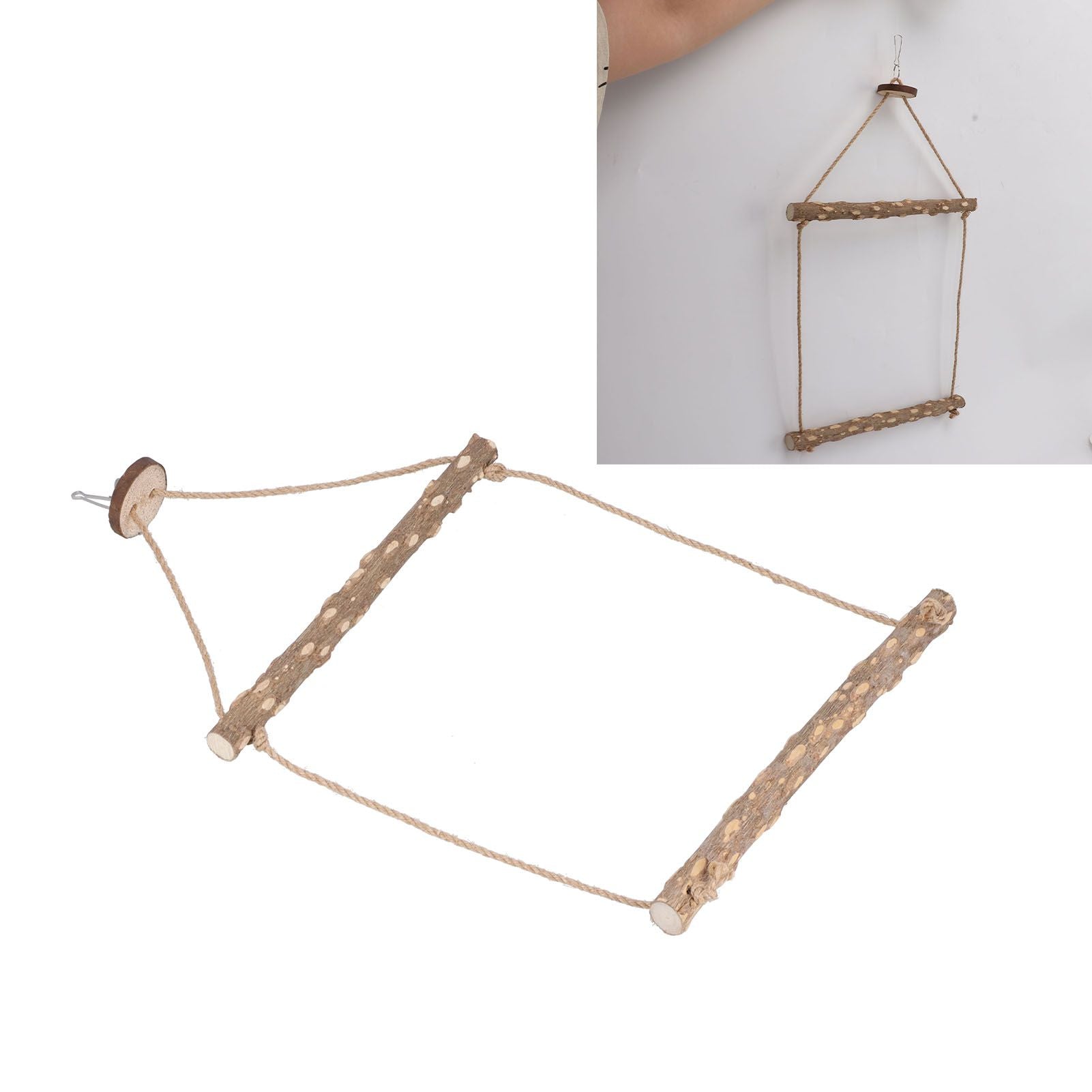 Large Bird Cage Swing Natural Wooden Safe Hanging Birds Standing Chewing Toy for Parrots V1294-YM0523-3111210378111