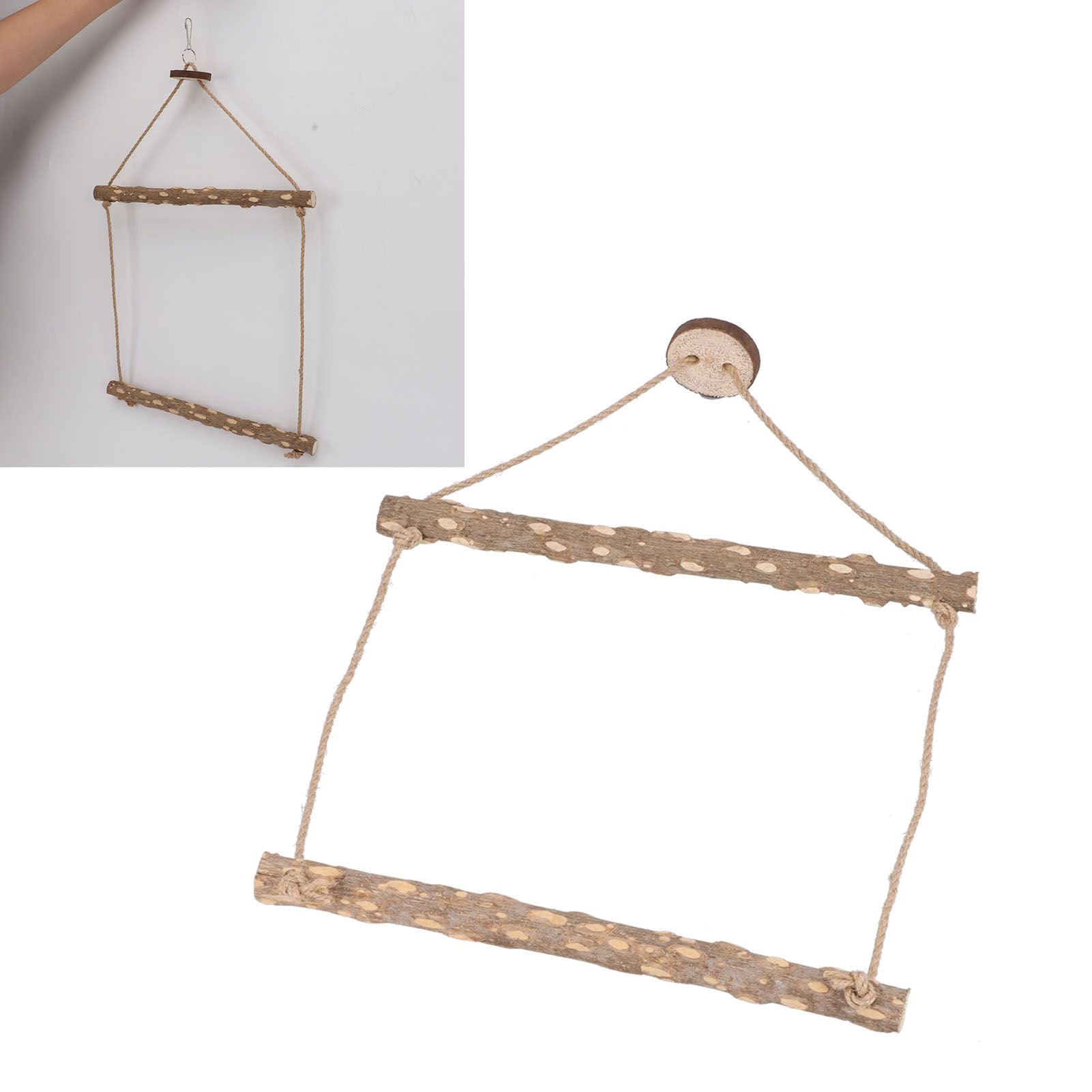 Large Bird Cage Swing Natural Wooden Safe Hanging Birds Standing Chewing Toy for Parrots V1294-YM0523-3111210378111