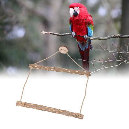 Large Bird Cage Swing Natural Wooden Safe Hanging Birds Standing Chewing Toy for Parrots V1294-YM0523-3111210378111