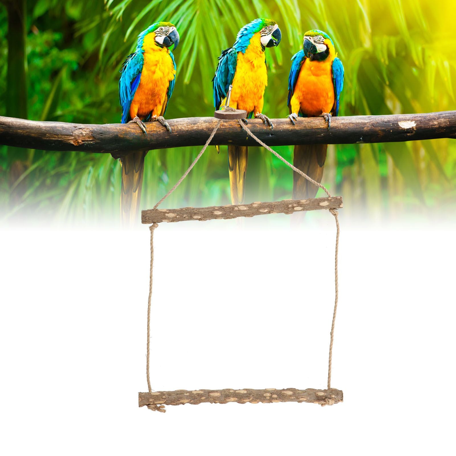 Large Bird Cage Swing Natural Wooden Safe Hanging Birds Standing Chewing Toy for Parrots V1294-YM0523-3111210378111