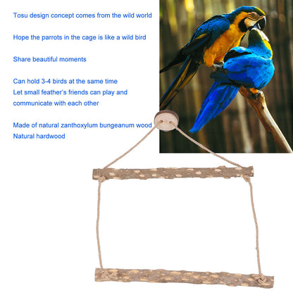 Large Bird Cage Swing Natural Wooden Safe Hanging Birds Standing Chewing Toy for Parrots V1294-YM0523-3111210378111