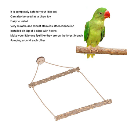 Large Bird Cage Swing Natural Wooden Safe Hanging Birds Standing Chewing Toy for Parrots V1294-YM0523-3111210378111