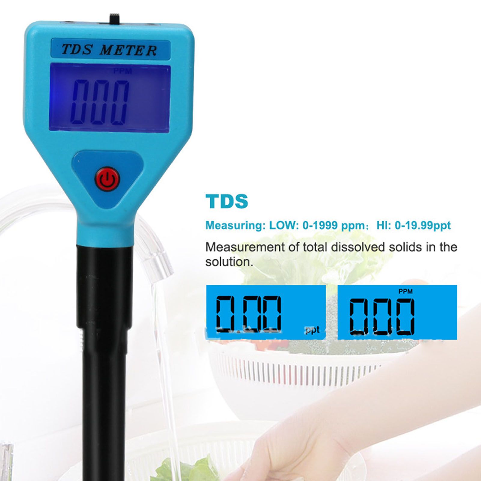 TDS-98306 LCD TDS Tester with Night Light Display Portable Temperature Compensation TDS Gauge for Water V1294-YM0523-3111210380611