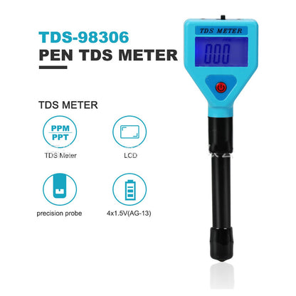 TDS-98306 LCD TDS Tester with Night Light Display Portable Temperature Compensation TDS Gauge for Water V1294-YM0523-3111210380611