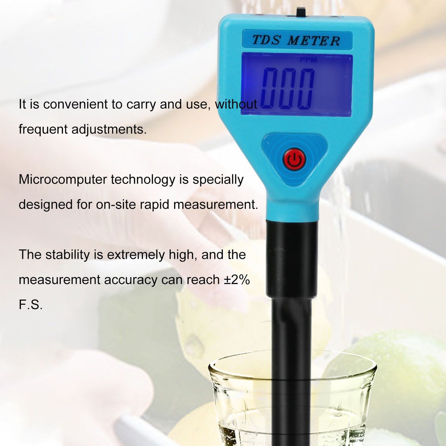TDS-98306 LCD TDS Tester with Night Light Display Portable Temperature Compensation TDS Gauge for Water V1294-YM0523-3111210380611
