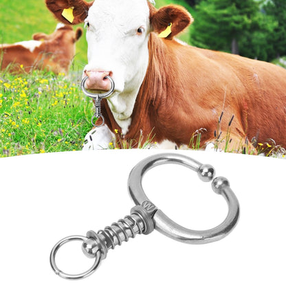 Cattle Nose Ring Stainless Steel Cattle Nose Clamp Bull Cow W Spring Nose Ring for FarmM V1294-YM0523-3111210381112