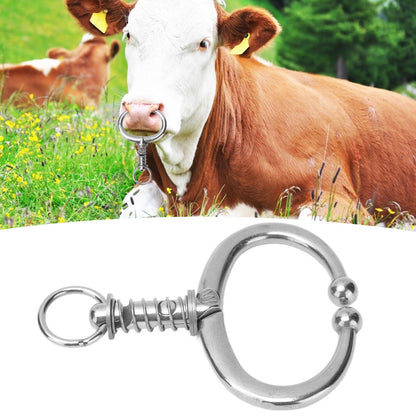 Cattle Nose Ring Stainless Steel Cattle Nose Clamp Bull Cow W Spring Nose Ring for FarmL V1294-YM0523-3111210381113