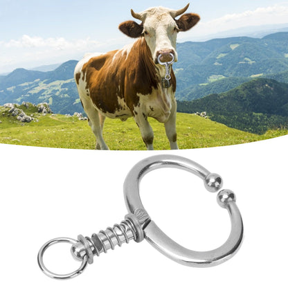 Cattle Nose Ring Stainless Steel Cattle Nose Clamp Bull Cow W Spring Nose Ring for FarmL V1294-YM0523-3111210381113