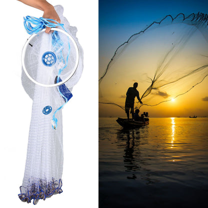 Bait Net American Style Aluminum Ring Monofilament Manual Lightweight Throw Cast Net for Sea Pool V1294-YM0523-3111210383111