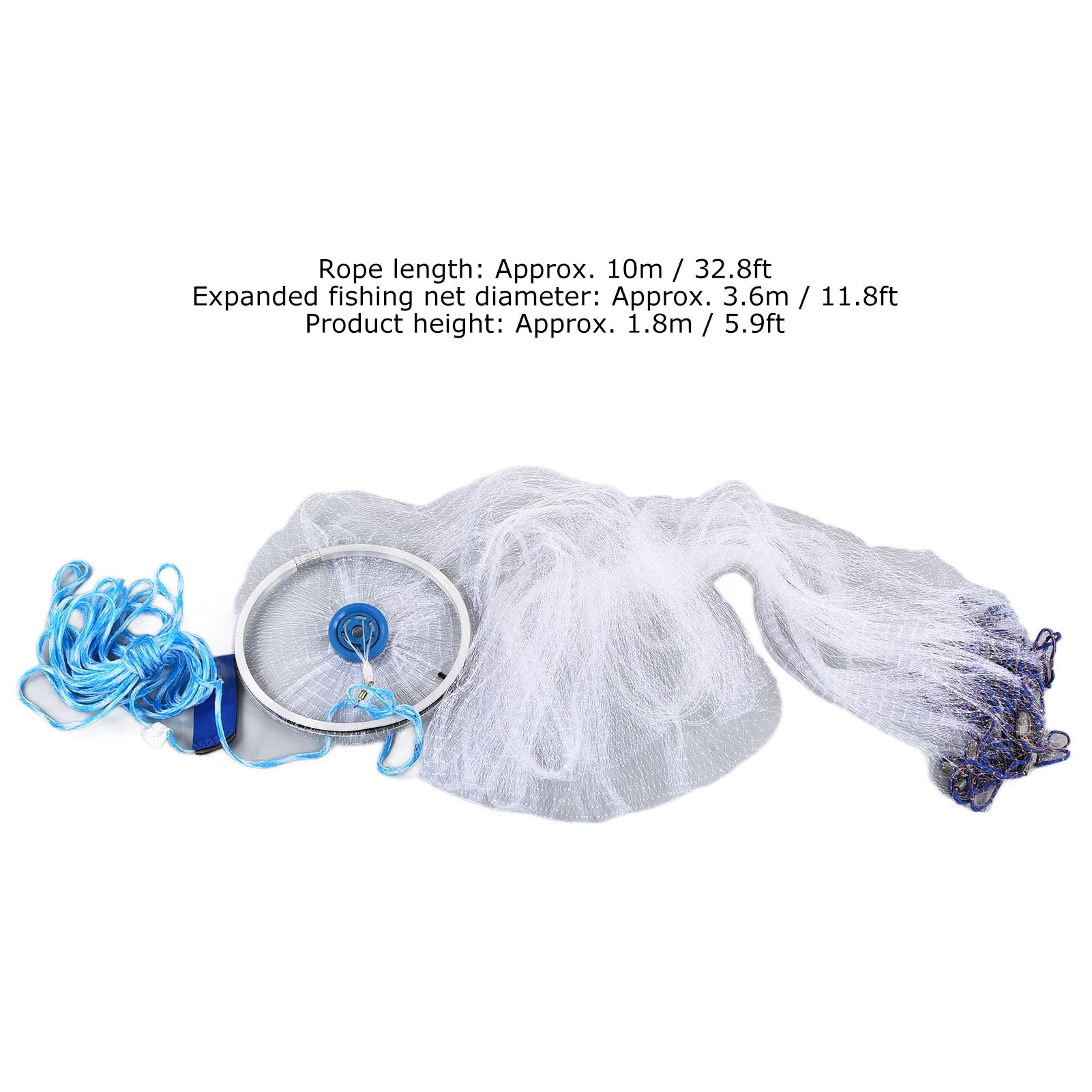 Bait Net American Style Aluminum Ring Monofilament Manual Lightweight Throw Cast Net for Sea Pool V1294-YM0523-3111210383111