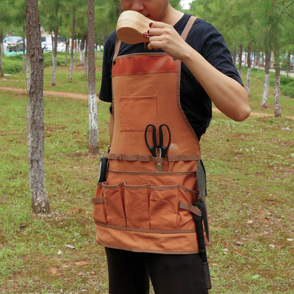 Outdoor Canvas Apron Multifunctional Woodworking Apron for Gardening Camping Barbecue V1294-YM0523-3111210386211
