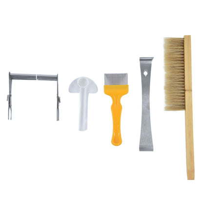 6Pcs/Set Beekeeping Starter Kit Beehive Smoker Frame Grip Uncapping Fork Bee Feeder Brush Scraper Tools V1294-YM0523-3111210386811