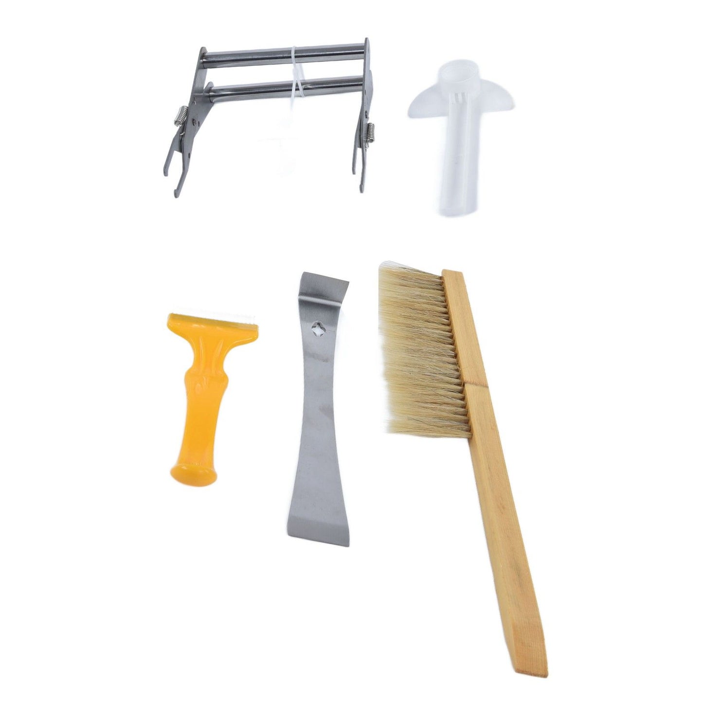 6Pcs/Set Beekeeping Starter Kit Beehive Smoker Frame Grip Uncapping Fork Bee Feeder Brush Scraper Tools V1294-YM0523-3111210386811