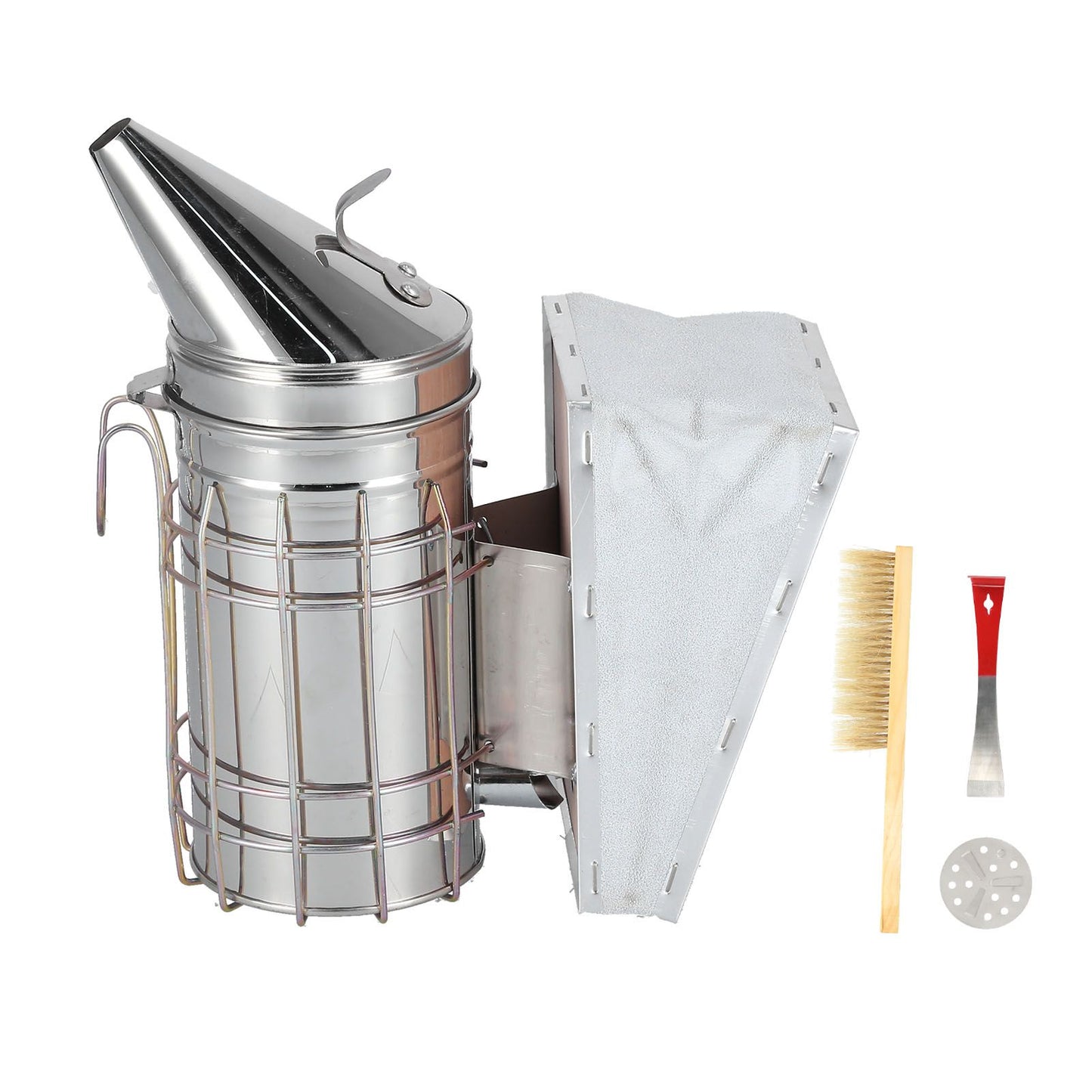 3PCS/Set Beehive Smoker Set Bee Brush Scraper Stainless Steel Smoker Beekeeper Starter Kit for Beekeeping V1294-YM0523-3111210387111