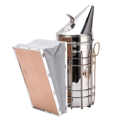 4PCS/Set Beehive Smoker Set Frame Clip Scraper Moxa Cone Stainless Steel Smoker Beekeeper Starter Kit for V1294-YM0523-3111210387311