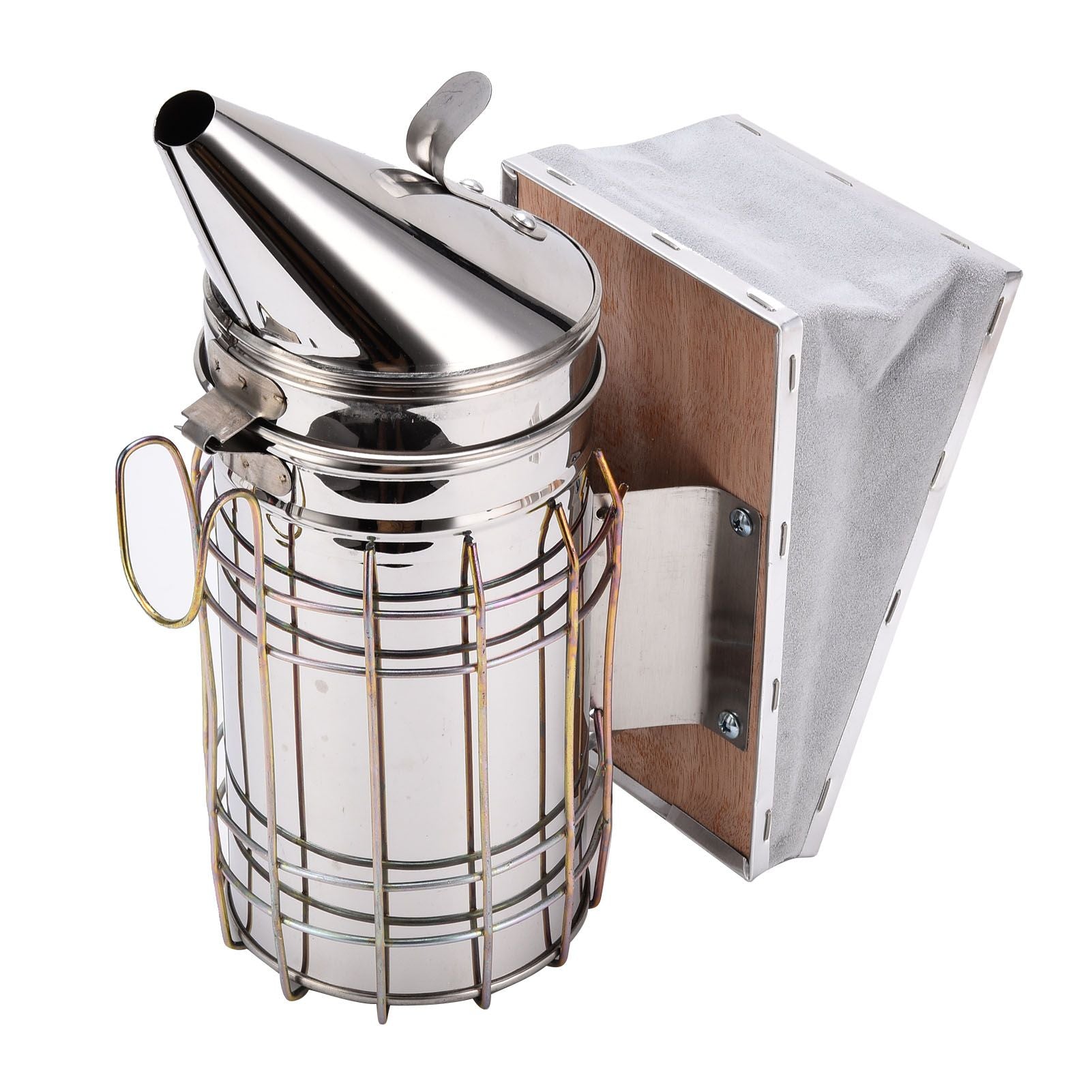 4PCS/Set Beehive Smoker Set Frame Clip Scraper Moxa Cone Stainless Steel Smoker Beekeeper Starter Kit for V1294-YM0523-3111210387311