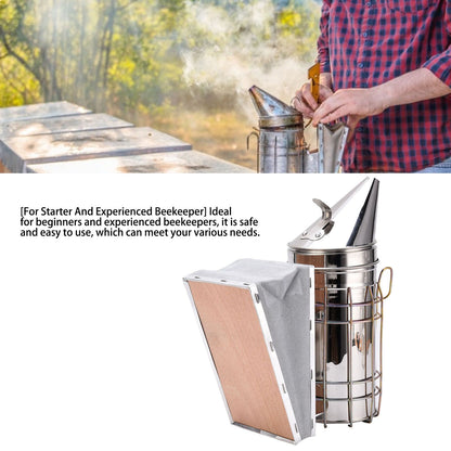 4PCS/Set Beehive Smoker Set Frame Clip Scraper Moxa Cone Stainless Steel Smoker Beekeeper Starter Kit for V1294-YM0523-3111210387311