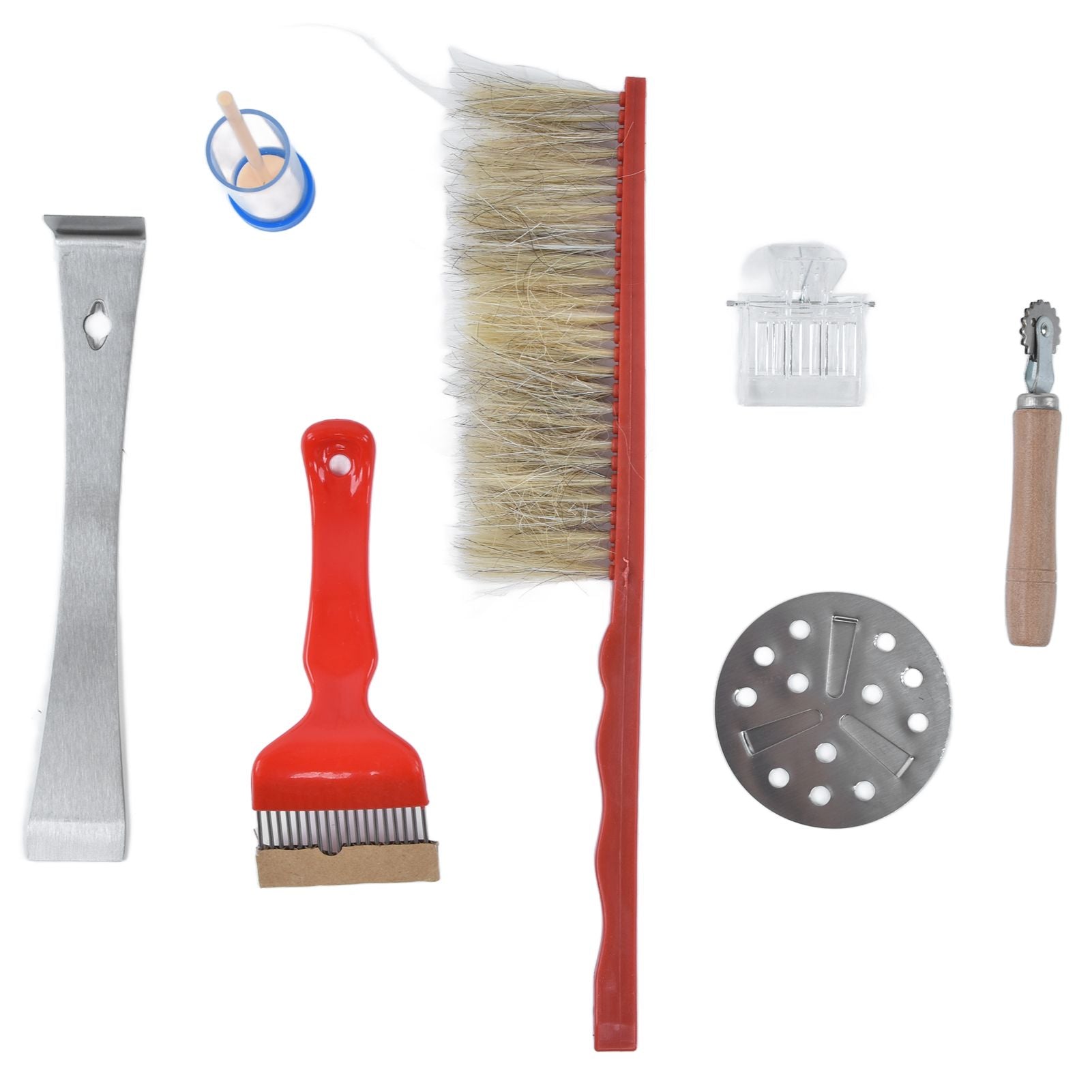 8Pcs/Set Beekeeping Kit Bee Brush Scraper Frame Clip Wire Embedder Beehive Smoker Queen Bee Cage Uncapping V1294-YM0523-3111210387511