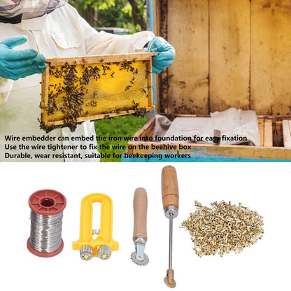 Beekeeping Starter Tools Kit Wire Embedder Beehive Wire Tensioner with Copper Eyelets Iron Wires V1294-YM0523-3111210388111