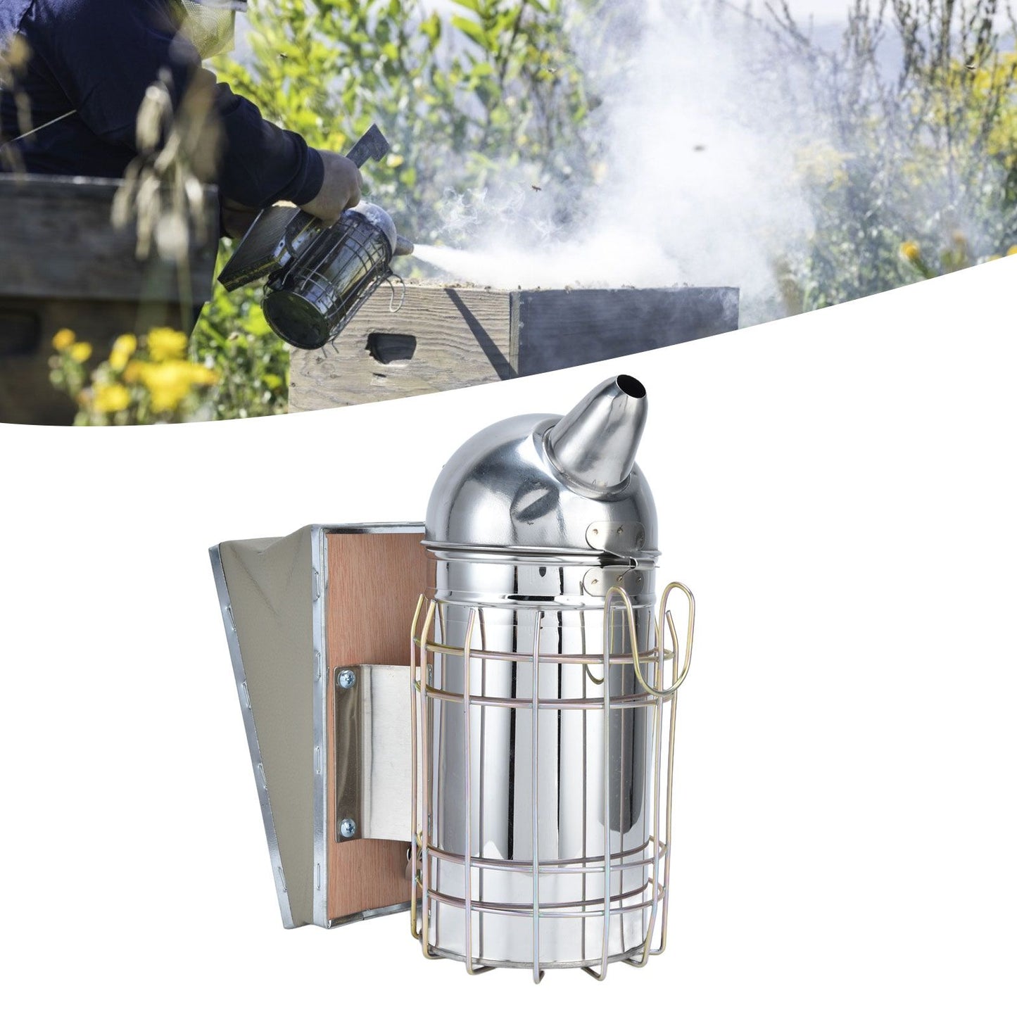 Pointed Beehive Smoker Stainless Steel Beekeeping Equipment Apiculture Tool for Outdoor Bee House V1294-YM0523-3111210388511
