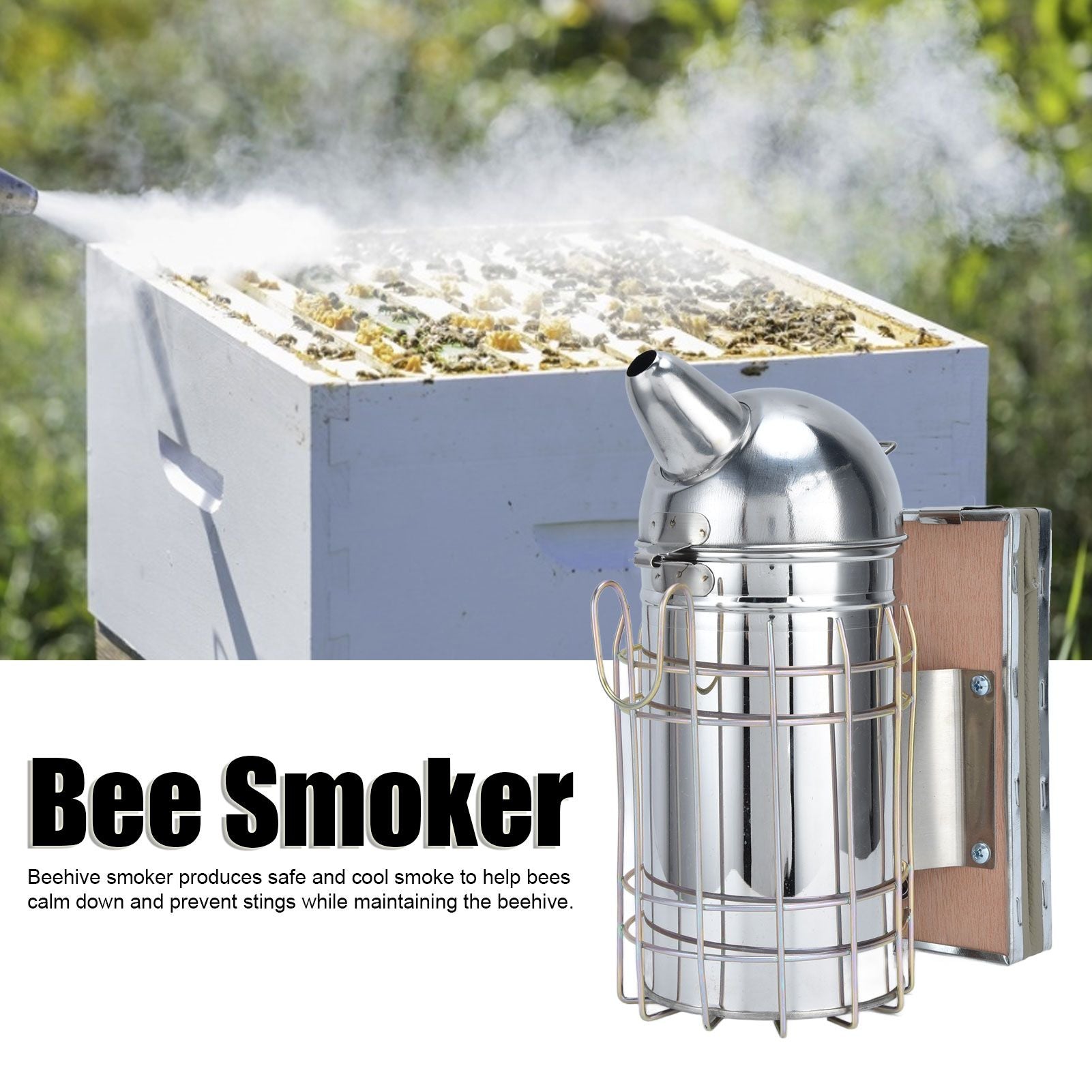 Pointed Beehive Smoker Stainless Steel Beekeeping Equipment Apiculture Tool for Outdoor Bee House V1294-YM0523-3111210388511