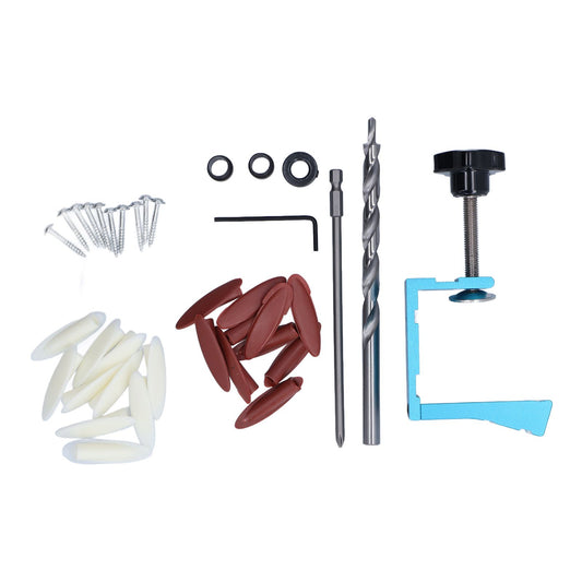 15 degrees Oblique Hole Locator Positioner Set Aluminum Alloy Pocket Hole Jig Kit Woodworking Accessory Blue V1294-YM0523-3111210393711