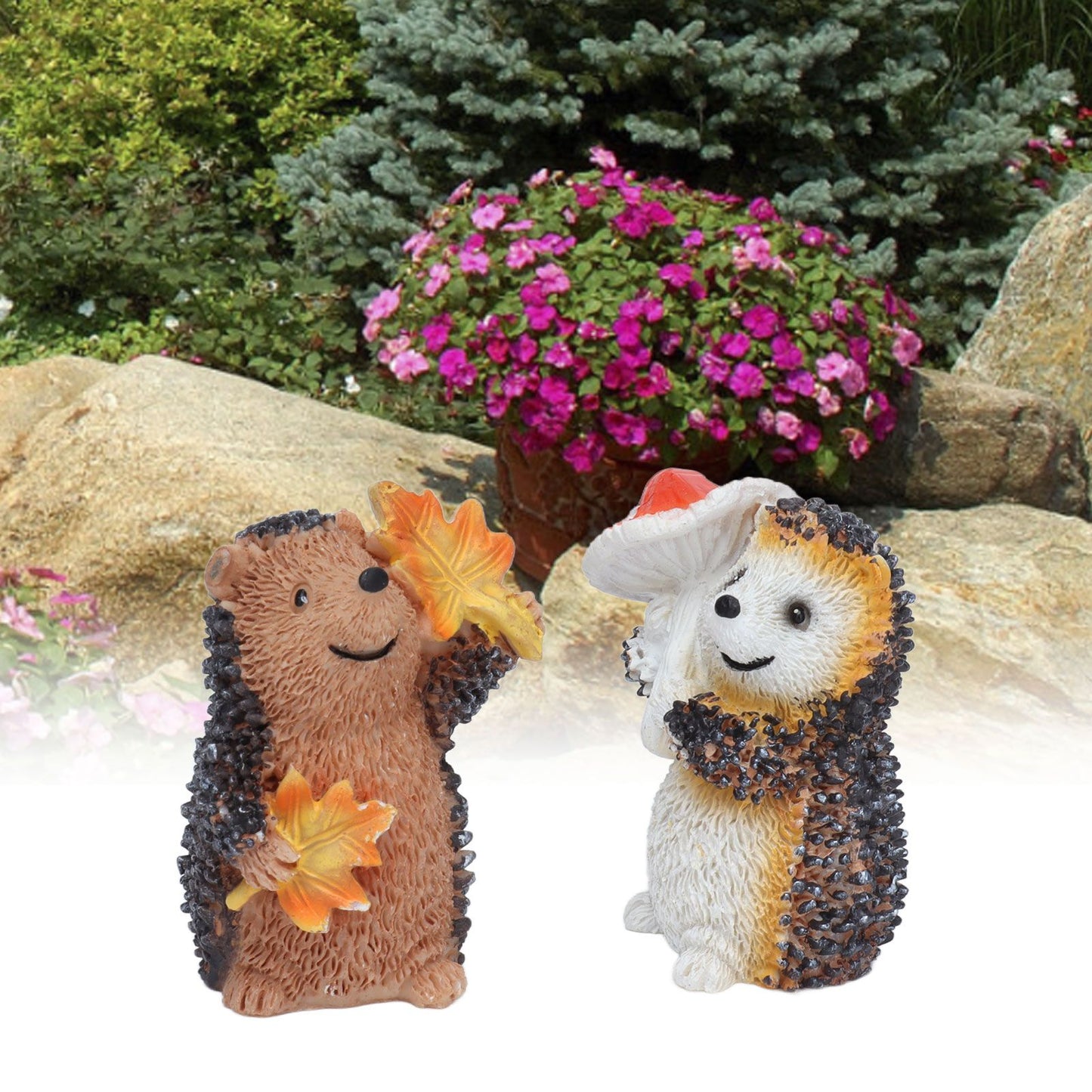 1 Pair Resin Hedgehog Ornament Micro Landscape Animal Decoration for Birthday Bedroom Study V1294-YM0523-3111210393811