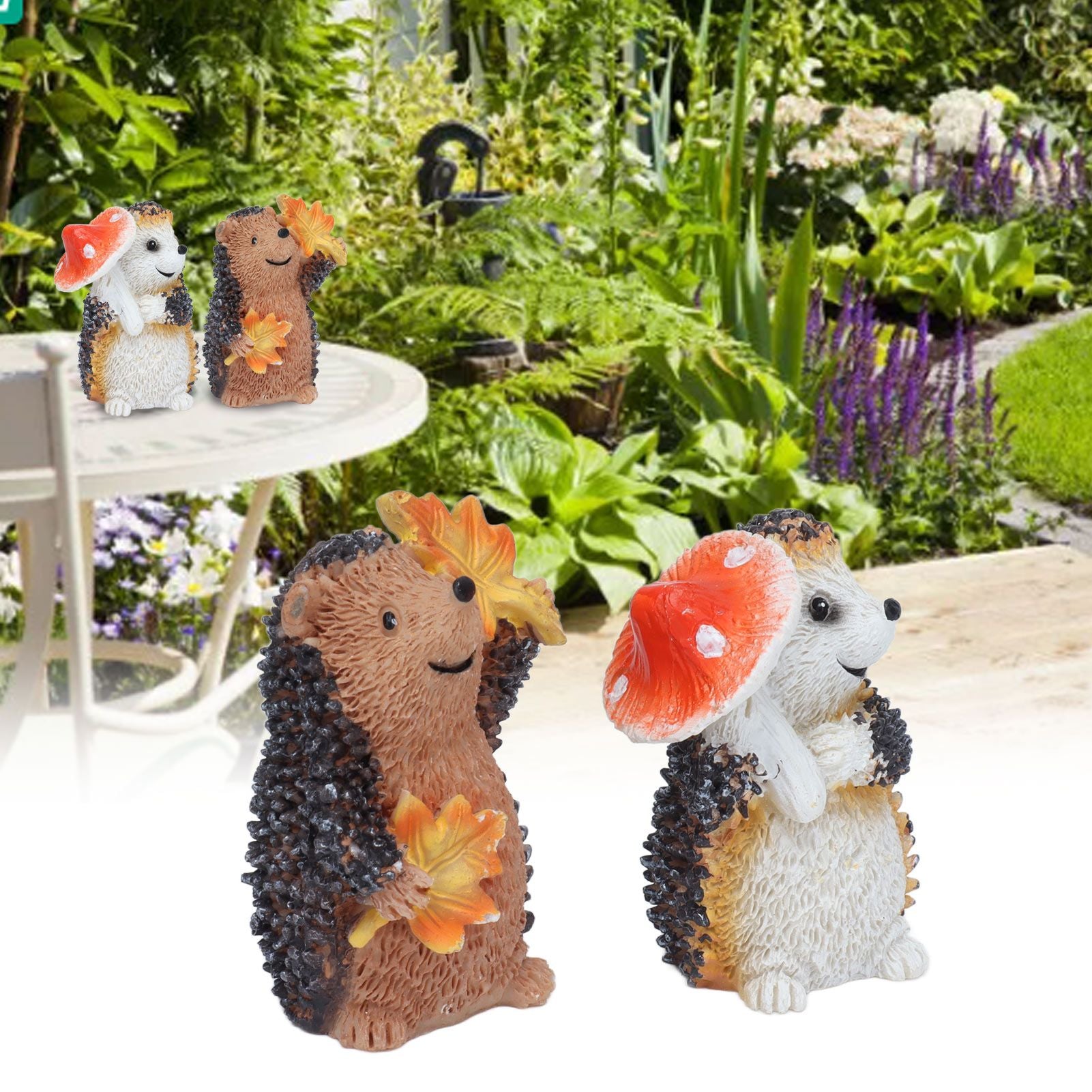 1 Pair Resin Hedgehog Ornament Micro Landscape Animal Decoration for Birthday Bedroom Study V1294-YM0523-3111210393811