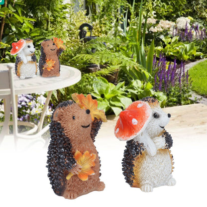 1 Pair Resin Hedgehog Ornament Micro Landscape Animal Decoration for Birthday Bedroom Study V1294-YM0523-3111210393811
