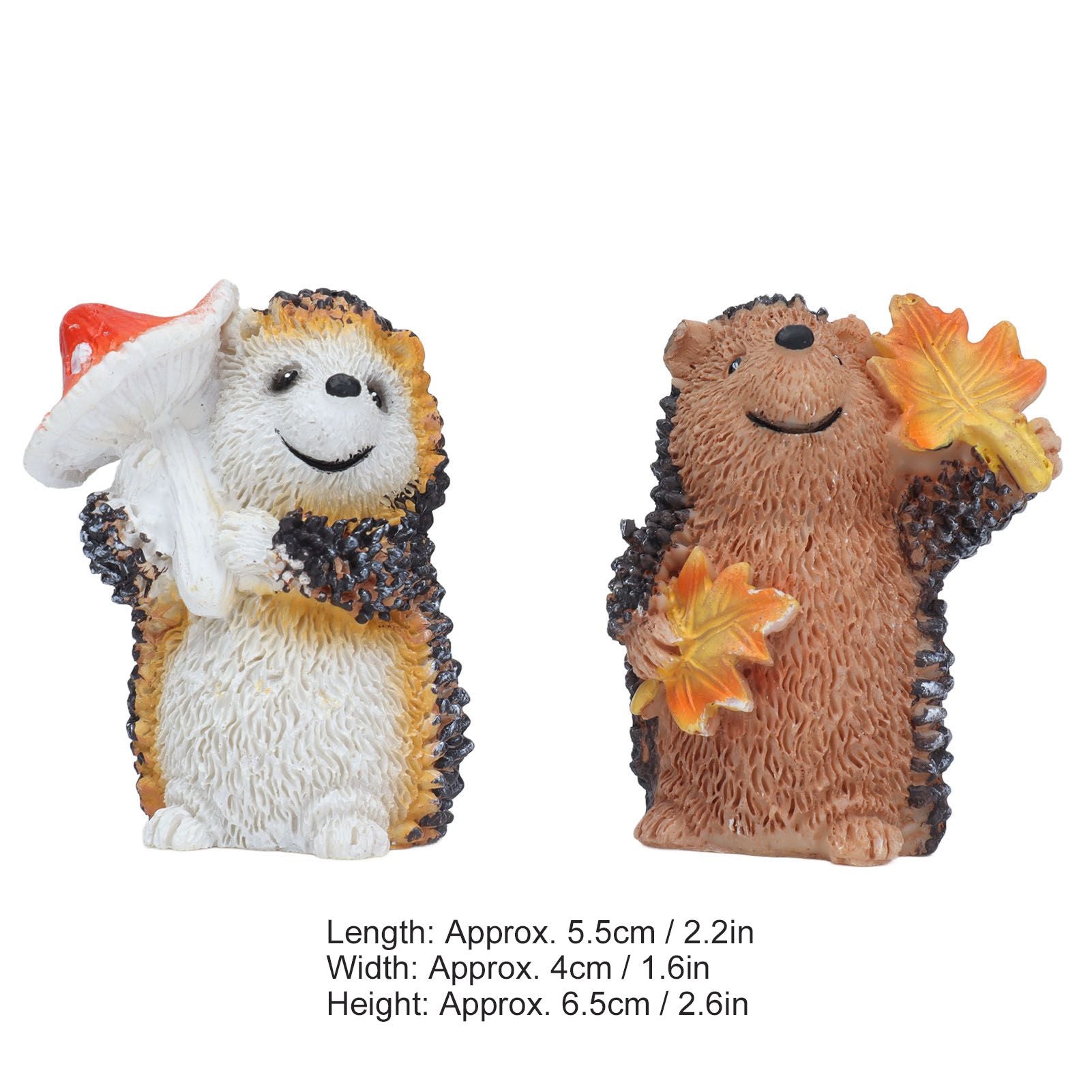 1 Pair Resin Hedgehog Ornament Micro Landscape Animal Decoration for Birthday Bedroom Study V1294-YM0523-3111210393811